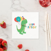 Serviette En Papier Joyeux Ballons Dinosaures Anniversaire (En situation)