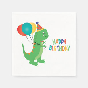 Serviette En Papier Joyeux Ballons Dinosaures Anniversaire