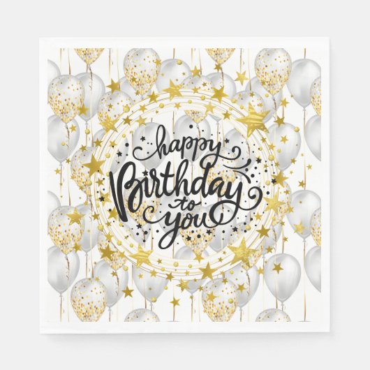 Serviette En Papier Joyeux Balloons de fête d'anniversaire serviettes (Devant)