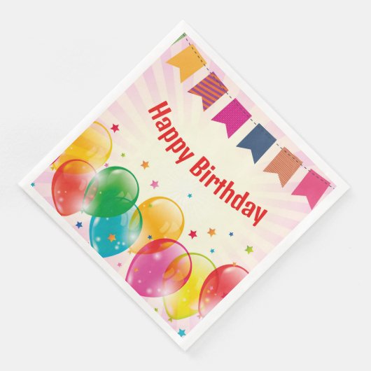 Serviette En Papier Joyeux Banderoles d'anniversaire (Coin)
