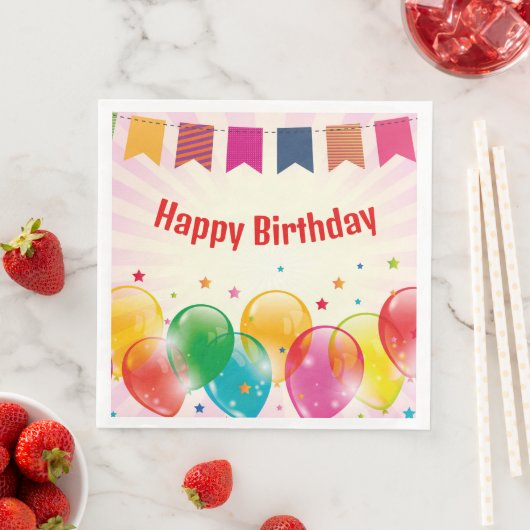 Serviette En Papier Joyeux Banderoles d'anniversaire (En situation)