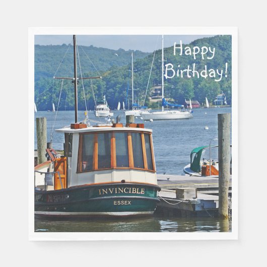 Serviette En Papier Joyeux bateau d'anniversaire (Devant)