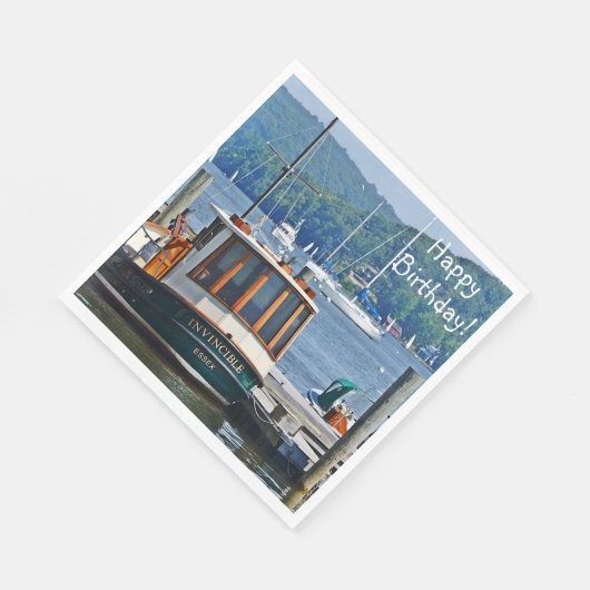 Serviette En Papier Joyeux bateau d'anniversaire (Coin)