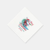 Serviette En Papier Joyeux Beachmas Père Noël Surfing Retro Design (Coin)