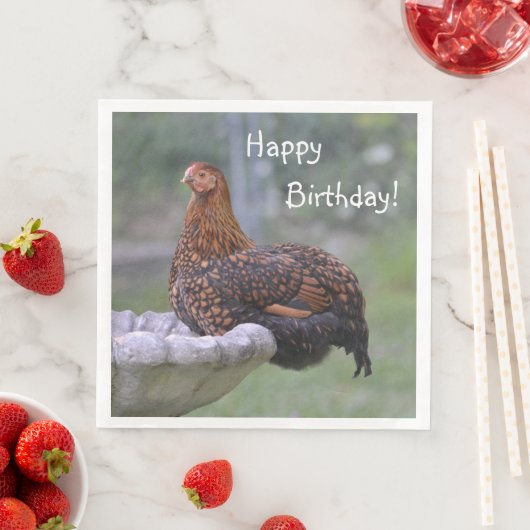 Serviette En Papier Joyeux Birthday Birdbath Poulet (En situation)