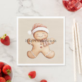Serviette En Papier Joyeux biscuit en pain d'épices avec Santa Hat (En situation)