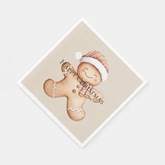 Serviette En Papier Joyeux biscuit en pain d'épices avec Santa Hat (Coin)