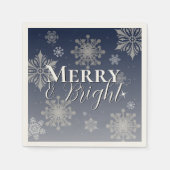 Serviette En Papier Joyeux bleu et flèches de neige brillantes Noël (Devant)
