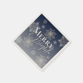 Serviette En Papier Joyeux bleu et flèches de neige brillantes Noël (Coin)