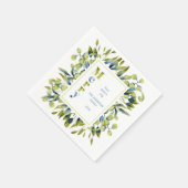 Serviette En Papier Joyeux bleu Feuille de Noël (Coin)