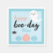 Serviette En Papier Joyeux Boo-Day Blue Halloween Anniversaire (Devant)