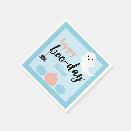 Serviette En Papier Joyeux Boo-Day Blue Halloween Anniversaire (Coin)