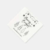Serviette En Papier Joyeux Bright Élégant Script Pine Arbres Noël (Coin)