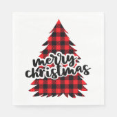 Serviette En Papier Joyeux Buffalo de Noël Plaid Christmas Tree (Devant)