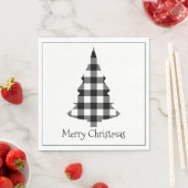 Serviette En Papier Joyeux Buffalo de Noël Plaid Russe Noël (En situation)