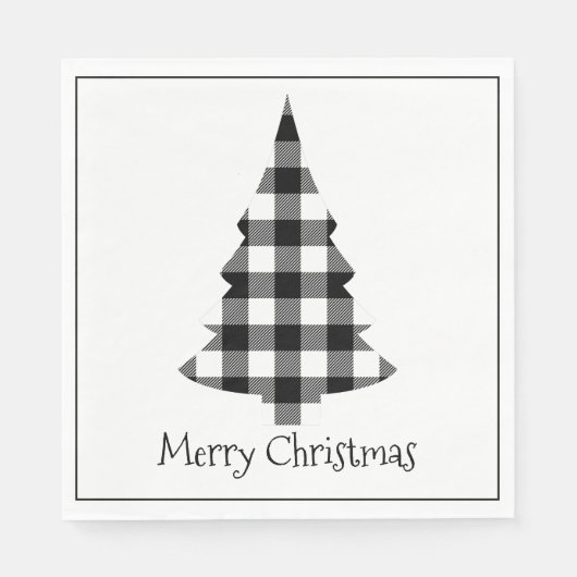 Serviette En Papier Joyeux Buffalo de Noël Plaid Russe Noël (Devant)