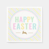 Serviette En Papier Joyeux Bunny Pâques Pastel Stripe (Devant)
