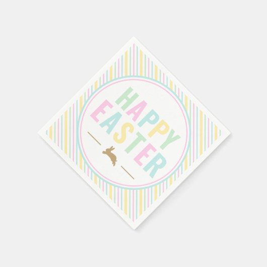 Serviette En Papier Joyeux Bunny Pâques Pastel Stripe (Coin)