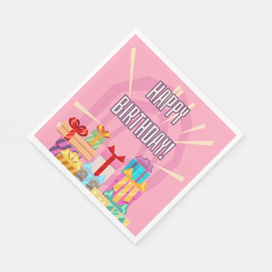 Serviette En Papier Joyeux Cadeaux D'Anniversaire Sur Des Serviettes R (Coin)