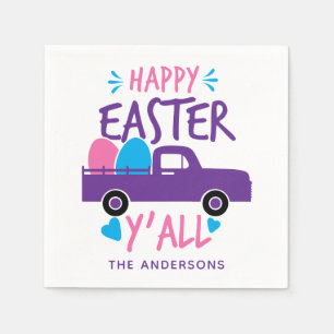 Serviette En Papier Joyeux camion à oeufs moderne de Pâques Y'all Pers