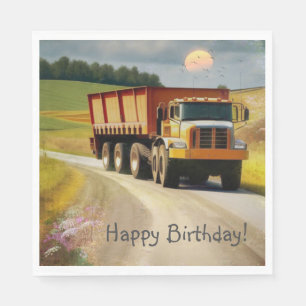 Serviette En Papier Joyeux Camion de vidage d'anniversaire