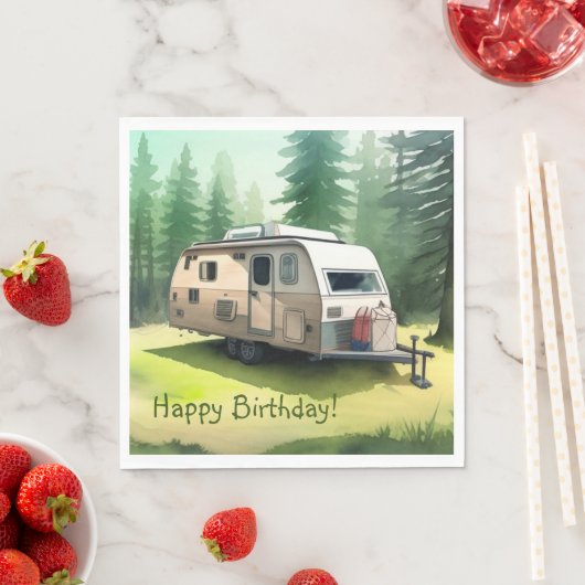 Serviette En Papier Joyeux Camping d'anniversaire (En situation)