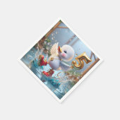 Serviette En Papier Joyeux Canard Avec Ballons D'Anniversaire N°5 (Coin)