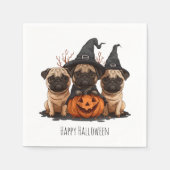 Serviette En Papier Joyeux Carlins d'Halloween Jack O Lanterns (Devant)