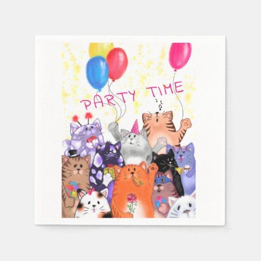 Serviette En Papier Joyeux Cat Party Napkins - Peinture amusante (Devant)