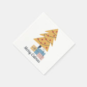 Serviette En Papier Joyeux Catmas blanc chat cadeaux de Noël (Coin)