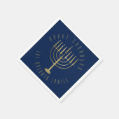 Serviette En Papier Joyeux Chanukah Blue Gold Menorah vacances (Coin)