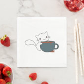 Serviette En Papier Joyeux Chat Avec Café (En situation)