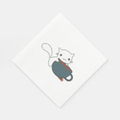 Serviette En Papier Joyeux Chat Avec Café (Coin)