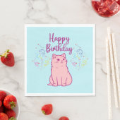 Serviette En Papier Joyeux Chat d'anniversaire (En situation)
