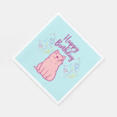 Serviette En Papier Joyeux Chat d'anniversaire (Coin)