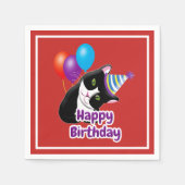 Serviette En Papier Joyeux Chat d'anniversaire (Devant)