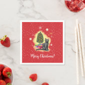 Serviette En Papier Joyeux chat de Noël (En situation)