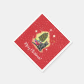 Serviette En Papier Joyeux chat de Noël (Coin)