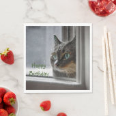 Serviette En Papier Joyeux Chat Kitty Anniversaire (En situation)