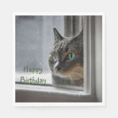 Serviette En Papier Joyeux Chat Kitty Anniversaire (Devant)