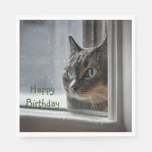 Serviette En Papier Joyeux Chat Kitty Anniversaire