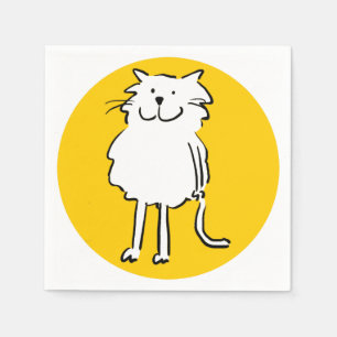 Serviette En Papier Joyeux chat souriant comme dessin amusant