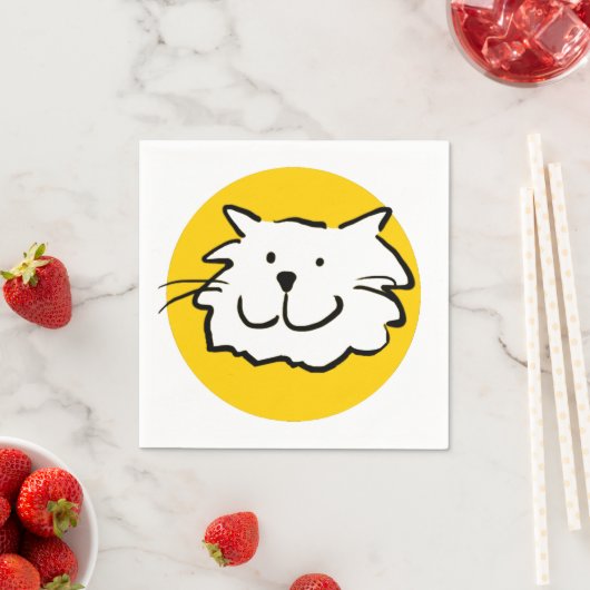 Serviette En Papier Joyeux Chat Souriant. Thème Chat (En situation)