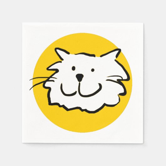 Serviette En Papier Joyeux Chat Souriant. Thème Chat (Devant)