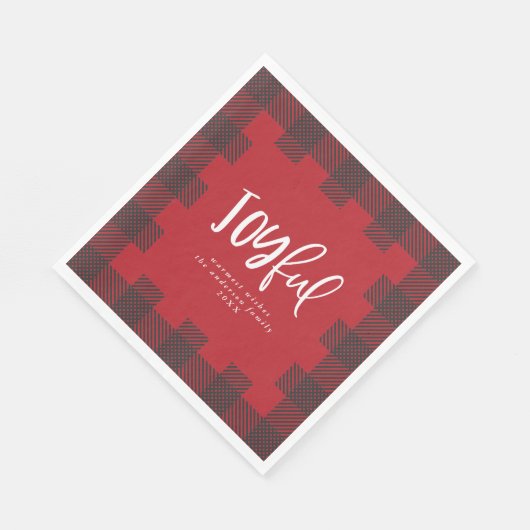 Serviette En Papier Joyeux Check plaid fête de Noël (Coin)
