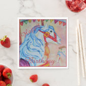Serviette En Papier Joyeux Cheval-Round Joyeux Anniversaire (En situation)