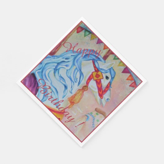 Serviette En Papier Joyeux Cheval-Round Joyeux Anniversaire (Coin)