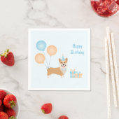 Serviette En Papier Joyeux Chien de Corgi Anniversaire (En situation)