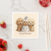 Serviette En Papier Joyeux chien d'Halloween Goldendoodle (En situation)