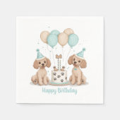 Serviette En Papier Joyeux Chiens de caniche normaux d'anniversaire (Devant)